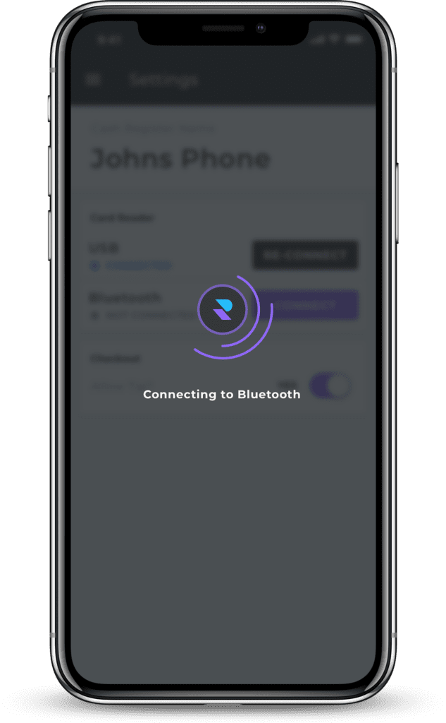 Connecting to Bluetooth screenshot of iPhone app for RoyPOS