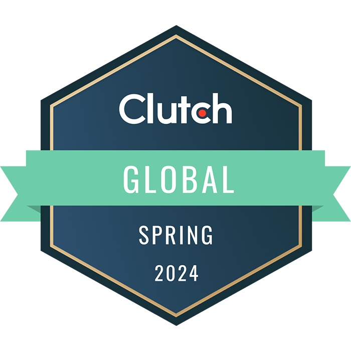 A badge for an award from Clutch that includes the Clutch logo, text GLOBAL Spring 2024.